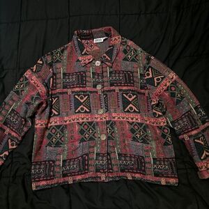 Vintage 90's Chico's Multicolor Woven Button Up Jacket